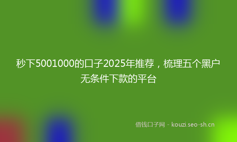 秒下5001000的口子2025年推荐，梳理五个黑户无条件下款的平台