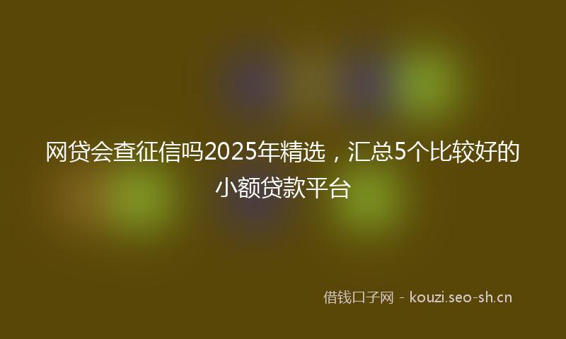 网贷会查征信吗2025年精选，汇总5个比较好的小额贷款平台