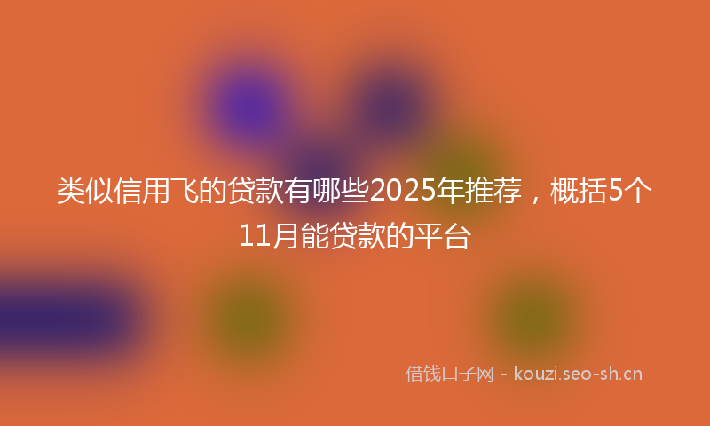 类似信用飞的贷款有哪些2025年推荐，概括5个11月能贷款的平台