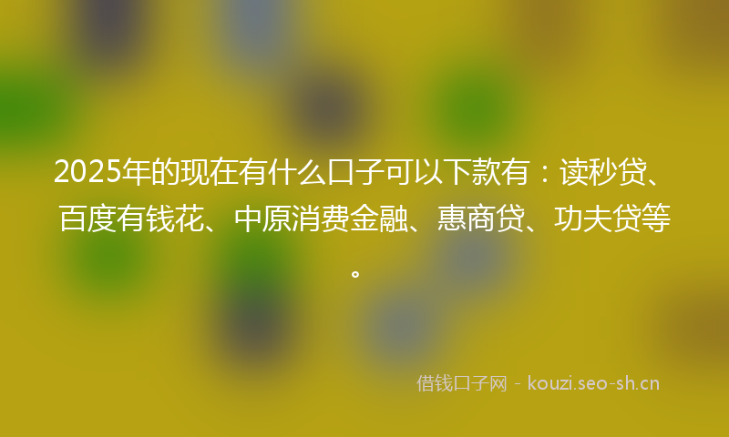 2025年的现在有什么口子可以下款有：读秒贷、百度有钱花、中原消费金融、惠商贷、功夫贷等。