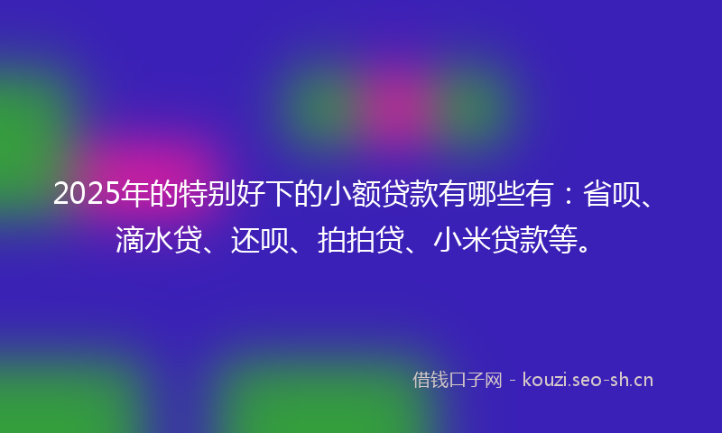 2025年的特别好下的小额贷款有哪些有：省呗、滴水贷、还呗、拍拍贷、小米贷款等。