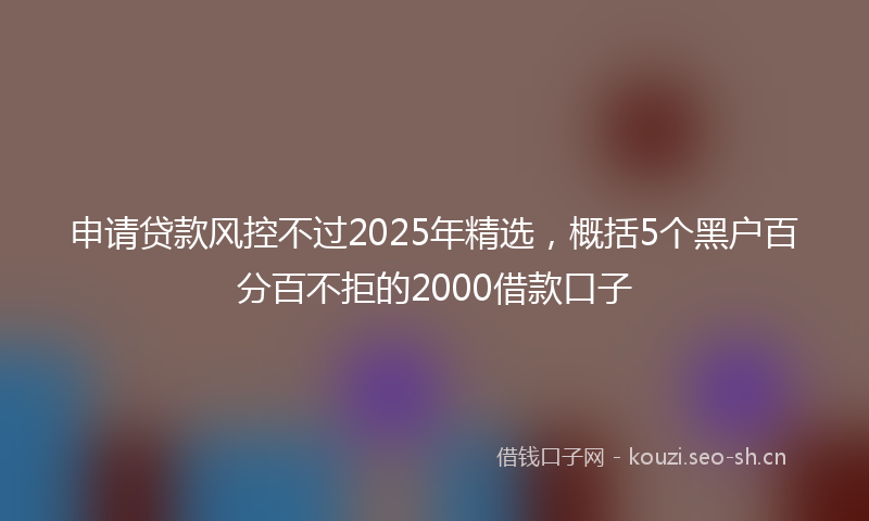 申请贷款风控不过2025年精选，概括5个黑户百分百不拒的2000借款口子