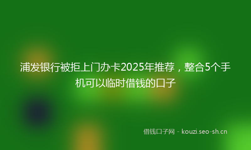 浦发银行被拒上门办卡2025年推荐，整合5个手机可以临时借钱的口子
