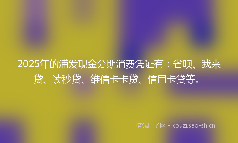 2025年的浦发现金分期消费凭证有：省呗、我来贷、读秒贷、维信卡卡贷、信用卡贷等。