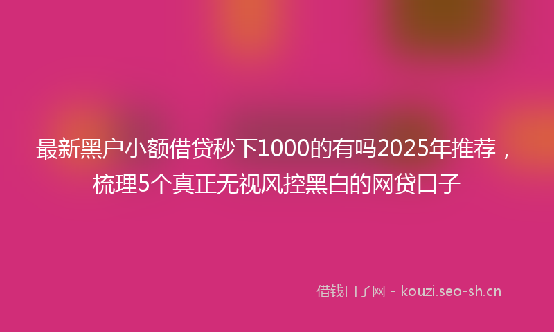 最新黑户小额借贷秒下1000的有吗2025年推荐，梳理5个真正无视风控黑白的网贷口子