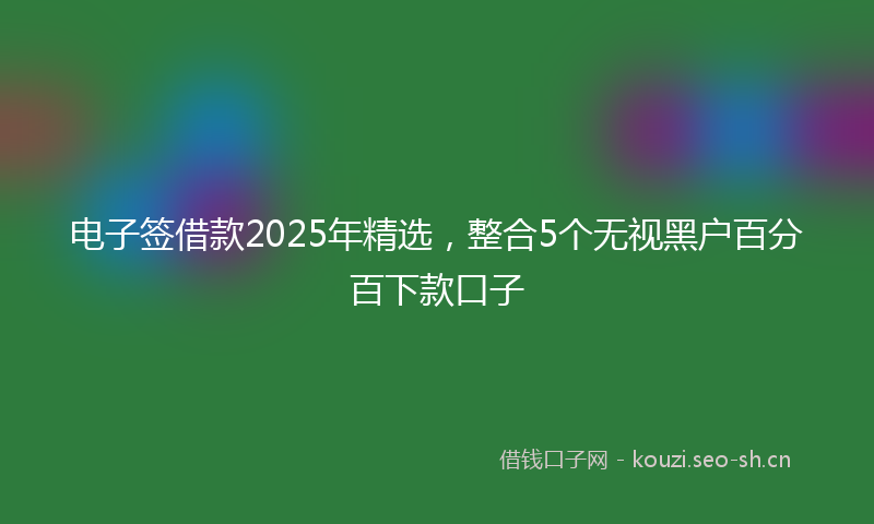 电子签借款2025年精选，整合5个无视黑户百分百下款口子