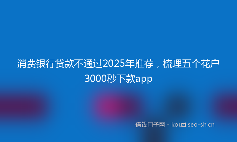 消费银行贷款不通过2025年推荐，梳理五个花户3000秒下款app