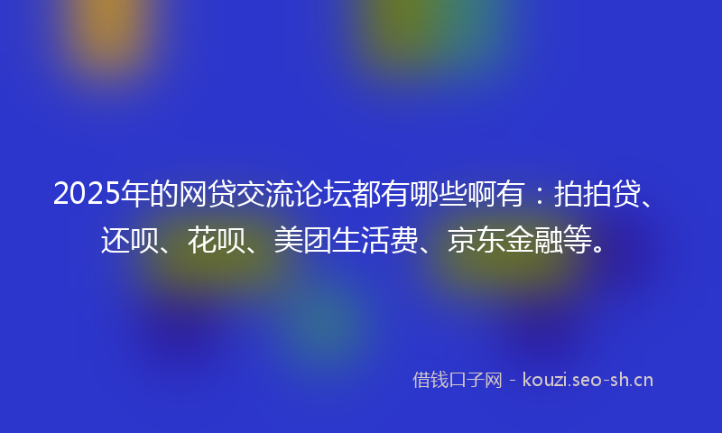 2025年的网贷交流论坛都有哪些啊有：拍拍贷、还呗、花呗、美团生活费、京东金融等。