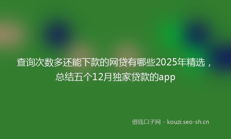 查询次数多还能下款的网贷有哪些2025年精选，总结五个12月独家贷款的app