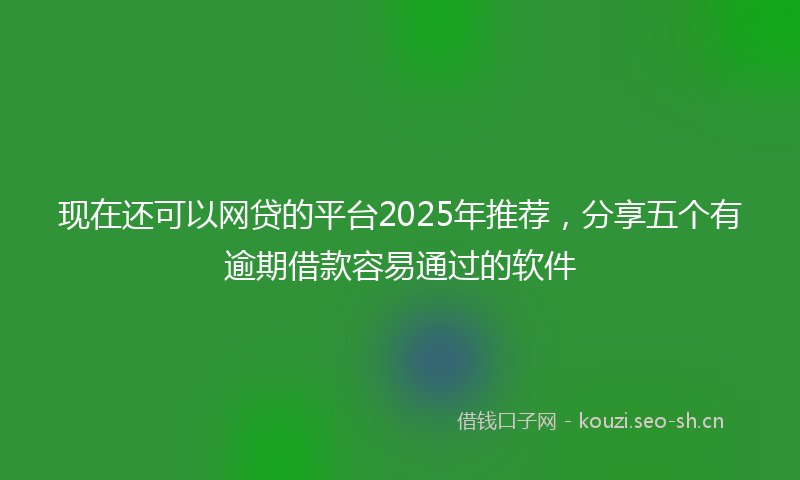 现在还可以网贷的平台2025年推荐，分享五个有逾期借款容易通过的软件