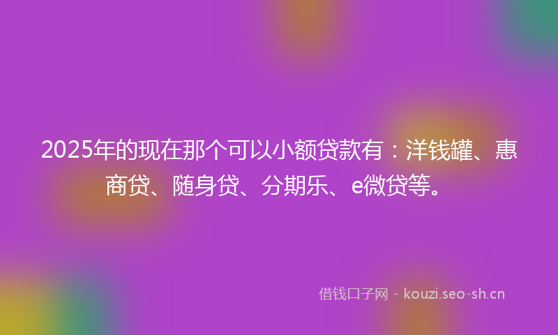 2025年的现在那个可以小额贷款有：洋钱罐、惠商贷、随身贷、分期乐、e微贷等。