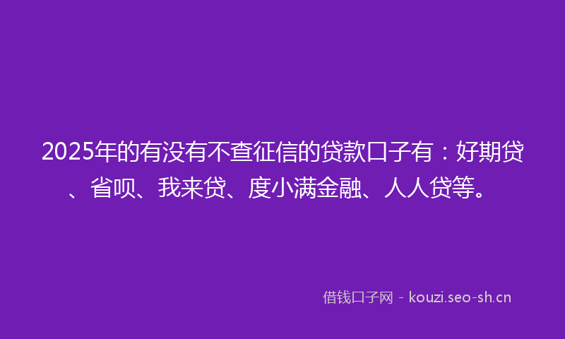 2025年的有没有不查征信的贷款口子有：好期贷、省呗、我来贷、度小满金融、人人贷等。
