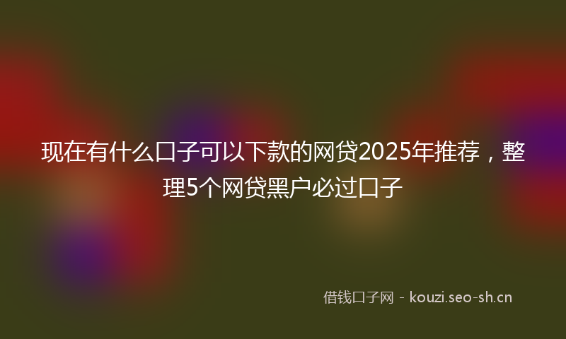 现在有什么口子可以下款的网贷2025年推荐，整理5个网贷黑户必过口子