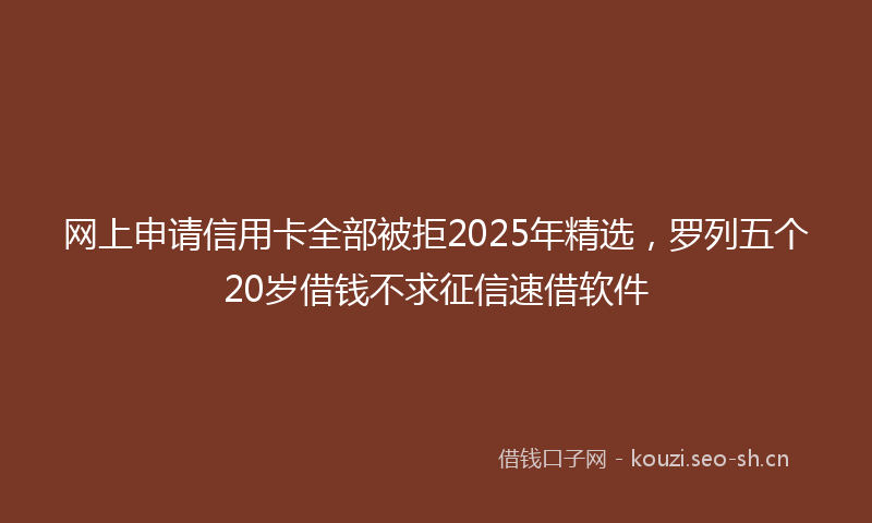 网上申请信用卡全部被拒2025年精选，罗列五个20岁借钱不求征信速借软件