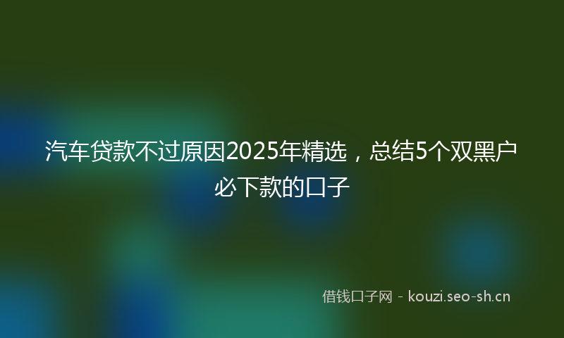 汽车贷款不过原因2025年精选，总结5个双黑户必下款的口子