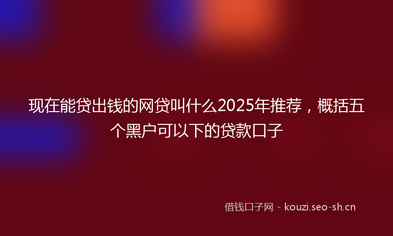 现在能贷出钱的网贷叫什么2025年推荐，概括五个黑户可以下的贷款口子