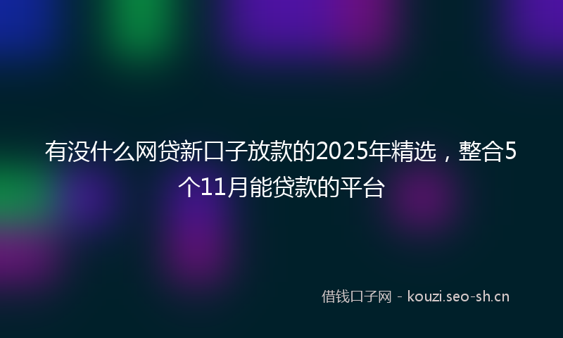有没什么网贷新口子放款的2025年精选，整合5个11月能贷款的平台
