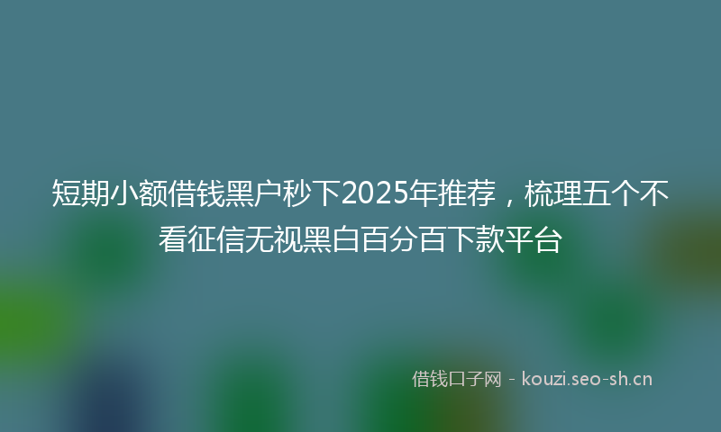 短期小额借钱黑户秒下2025年推荐，梳理五个不看征信无视黑白百分百下款平台