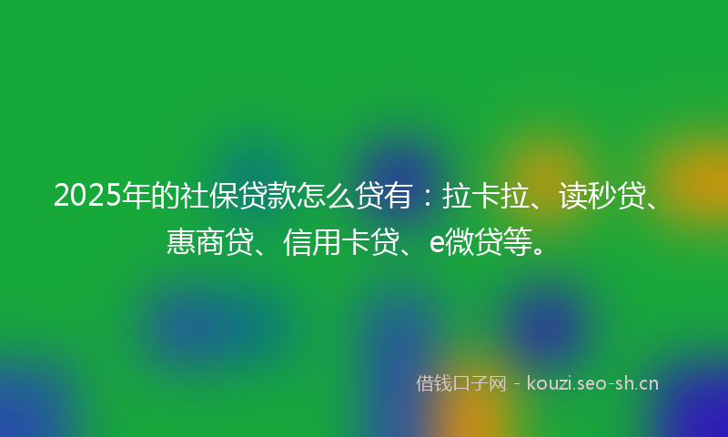 2025年的社保贷款怎么贷有：拉卡拉、读秒贷、惠商贷、信用卡贷、e微贷等。