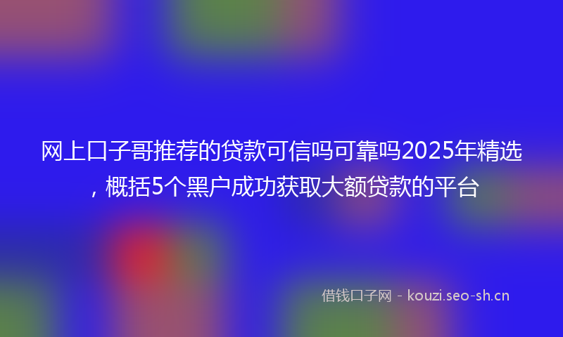 网上口子哥推荐的贷款可信吗可靠吗2025年精选，概括5个黑户成功获取大额贷款的平台