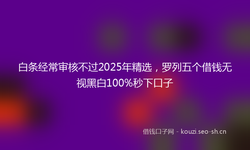 白条经常审核不过2025年精选，罗列五个借钱无视黑白100%秒下口子