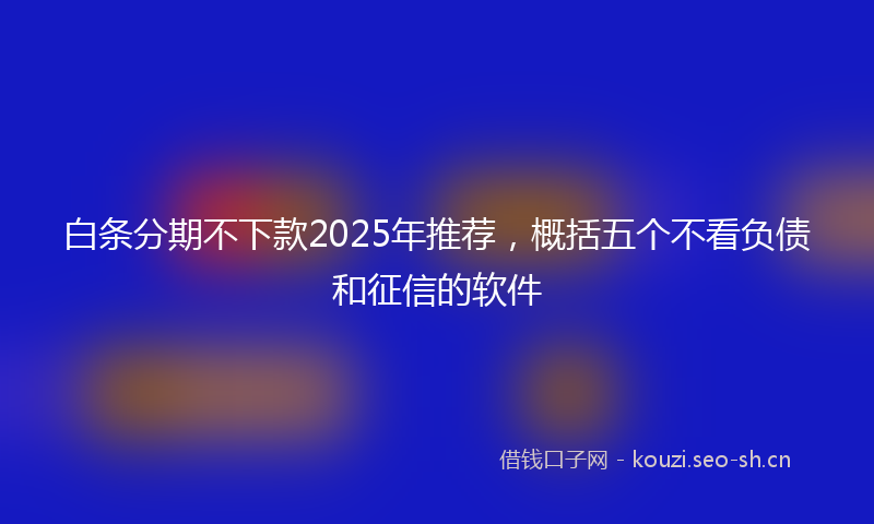 白条分期不下款2025年推荐，概括五个不看负债和征信的软件