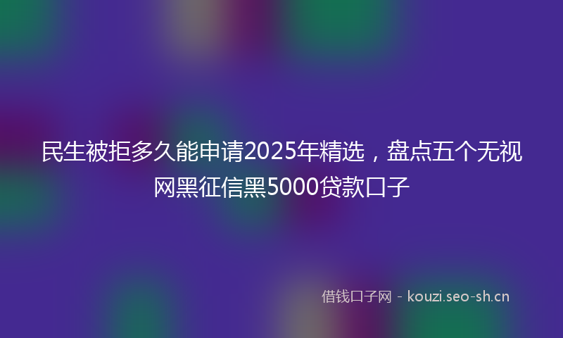 民生被拒多久能申请2025年精选，盘点五个无视网黑征信黑5000贷款口子