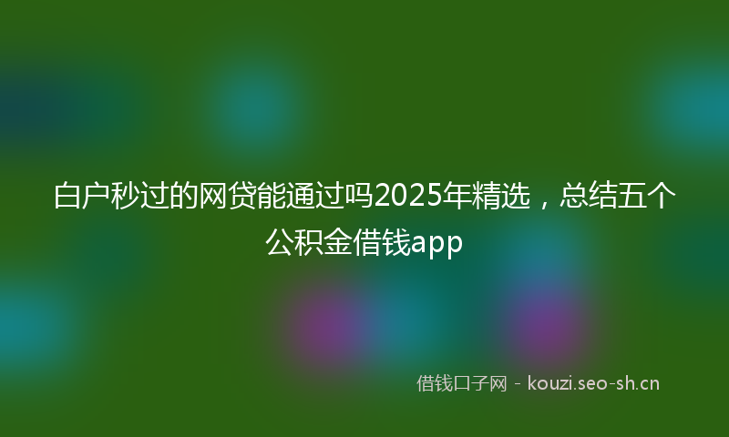 白户秒过的网贷能通过吗2025年精选，总结五个公积金借钱app