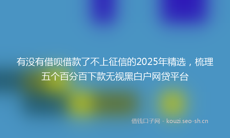 有没有借呗借款了不上征信的2025年精选，梳理五个百分百下款无视黑白户网贷平台