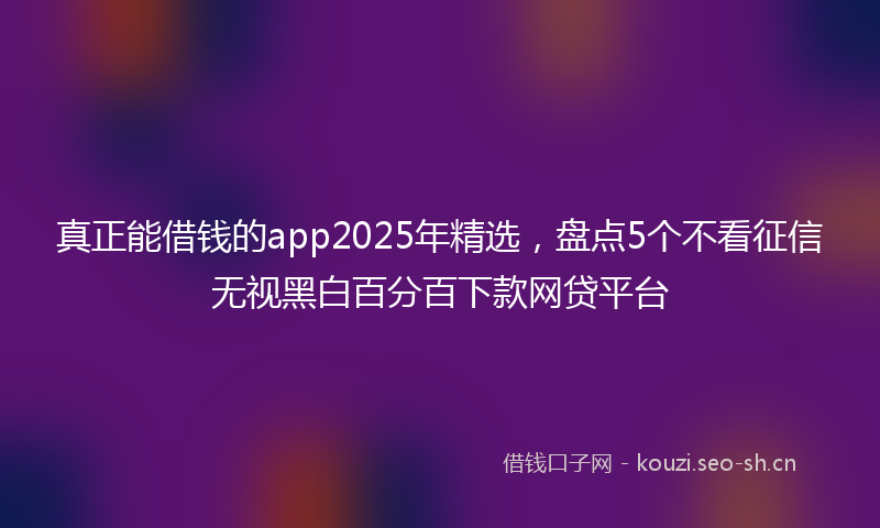 真正能借钱的app2025年精选，盘点5个不看征信无视黑白百分百下款网贷平台