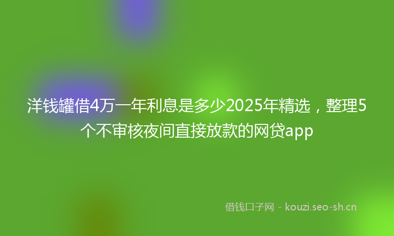 洋钱罐借4万一年利息是多少2025年精选，整理5个不审核夜间直接放款的网贷app