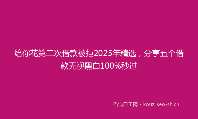 给你花第二次借款被拒2025年精选，分享五个借款无视黑白100%秒过