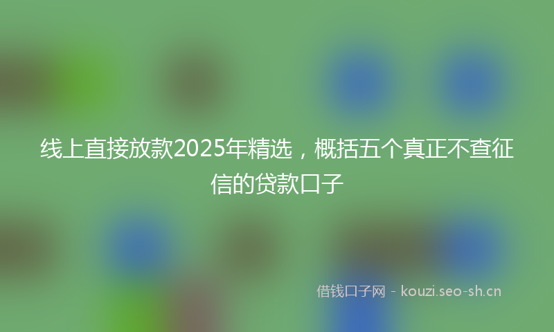 线上直接放款2025年精选，概括五个真正不查征信的贷款口子