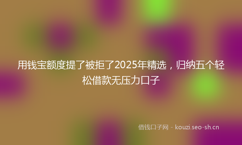 用钱宝额度提了被拒了2025年精选，归纳五个轻松借款无压力口子
