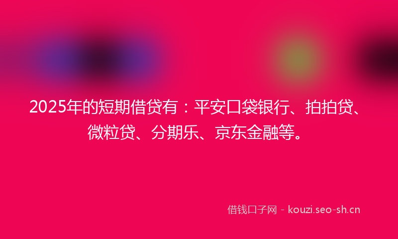 2025年的短期借贷有：平安口袋银行、拍拍贷、微粒贷、分期乐、京东金融等。