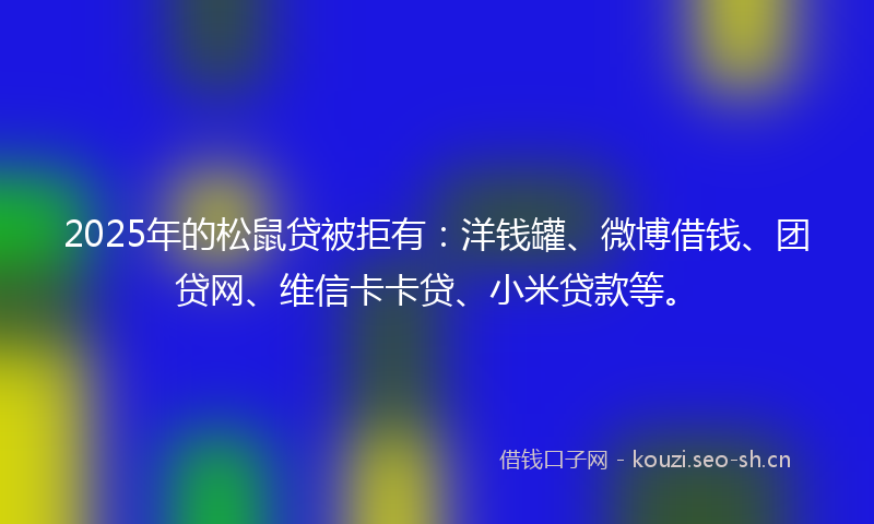 2025年的松鼠贷被拒有：洋钱罐、微博借钱、团贷网、维信卡卡贷、小米贷款等。