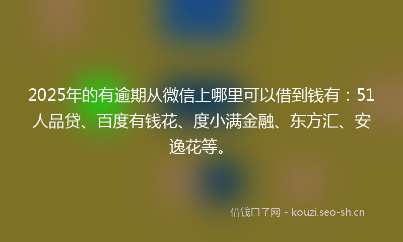 2025年的有逾期从微信上哪里可以借到钱有：51人品贷、百度有钱花、度小满金融、东方汇、安逸花等。