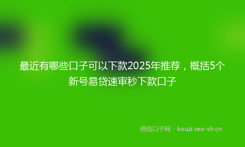 最近有哪些口子可以下款2025年推荐，概括5个新号易贷速审秒下款口子