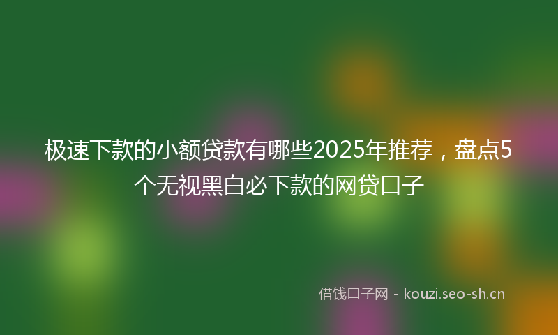 极速下款的小额贷款有哪些2025年推荐，盘点5个无视黑白必下款的网贷口子