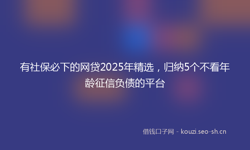 有社保必下的网贷2025年精选，归纳5个不看年龄征信负债的平台