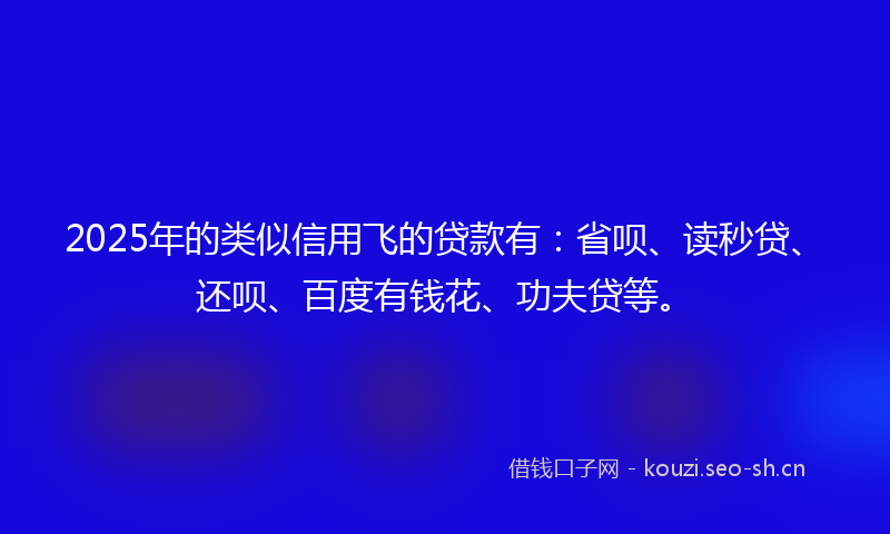 2025年的类似信用飞的贷款有：省呗、读秒贷、还呗、百度有钱花、功夫贷等。