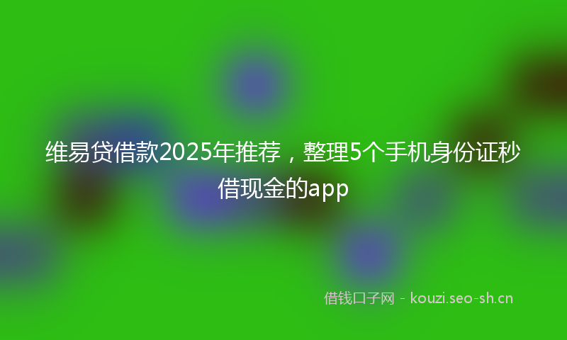 维易贷借款2025年推荐，整理5个手机身份证秒借现金的app