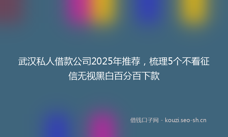 武汉私人借款公司2025年推荐，梳理5个不看征信无视黑白百分百下款
