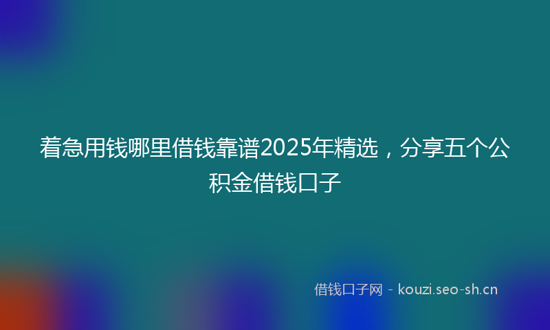 着急用钱哪里借钱靠谱2025年精选，分享五个公积金借钱口子