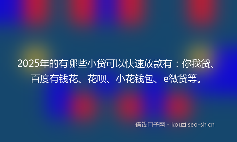2025年的有哪些小贷可以快速放款有：你我贷、百度有钱花、花呗、小花钱包、e微贷等。