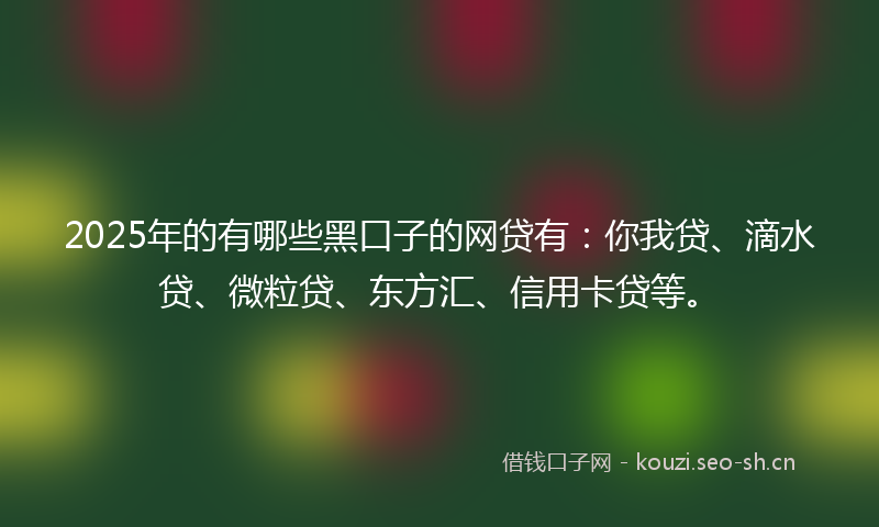 2025年的有哪些黑口子的网贷有：你我贷、滴水贷、微粒贷、东方汇、信用卡贷等。