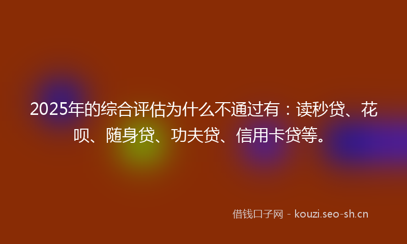 2025年的综合评估为什么不通过有：读秒贷、花呗、随身贷、功夫贷、信用卡贷等。