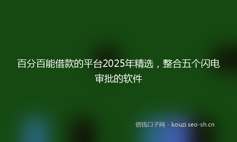 百分百能借款的平台2025年精选，整合五个闪电审批的软件