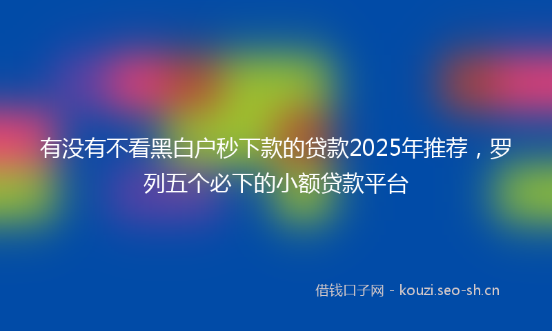 有没有不看黑白户秒下款的贷款2025年推荐，罗列五个必下的小额贷款平台