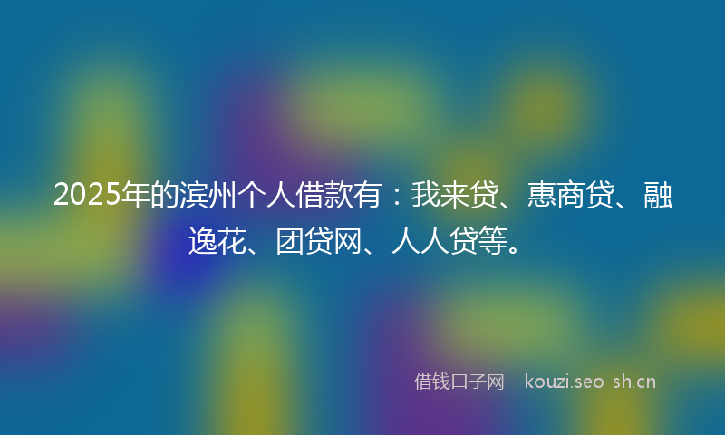 2025年的滨州个人借款有：我来贷、惠商贷、融逸花、团贷网、人人贷等。